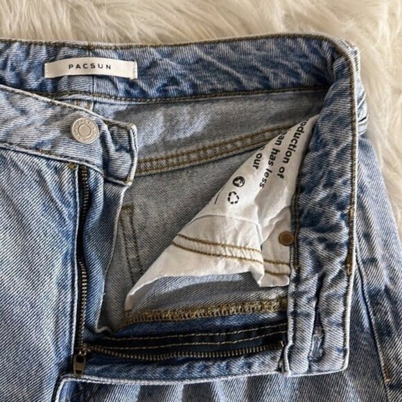 Pacsun Mom Jeans Pants Straight High Rise Light Denim Distressed Streetwear 27 - Picture 4 of 6